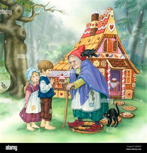 Hansel and gretel witch cartoon fairytale